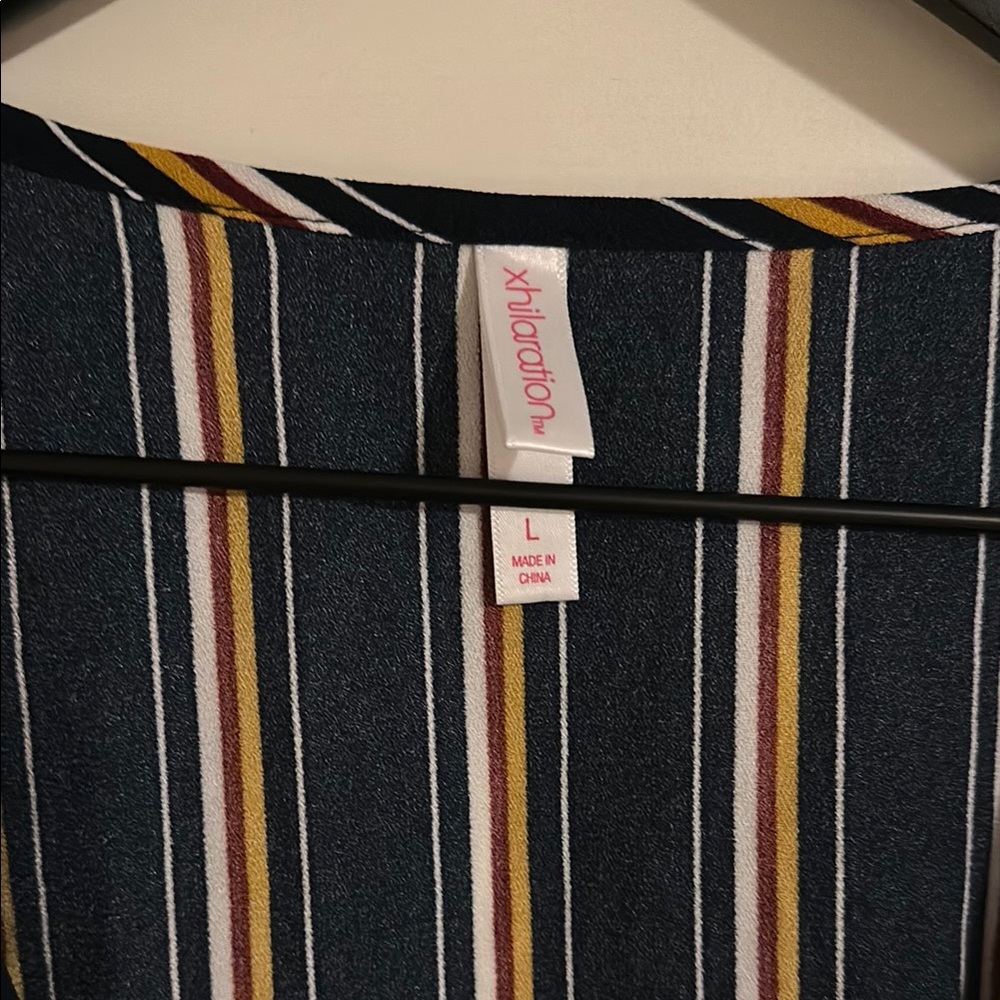 Xhilaration Navy Striped Tie-Front Blouse - Picture 3 of 4